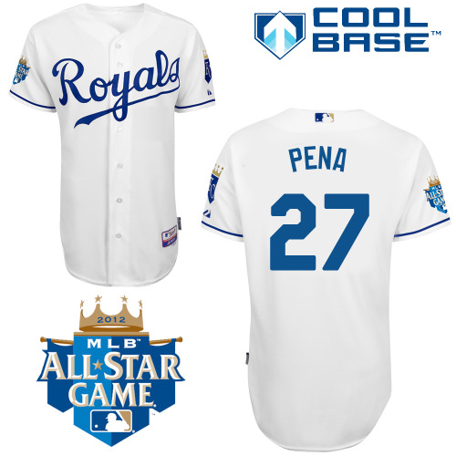 discount Kansas City Royals 27 Brayan Pena White Cool Base MLB Jersey with 2012 All-Star Patch
